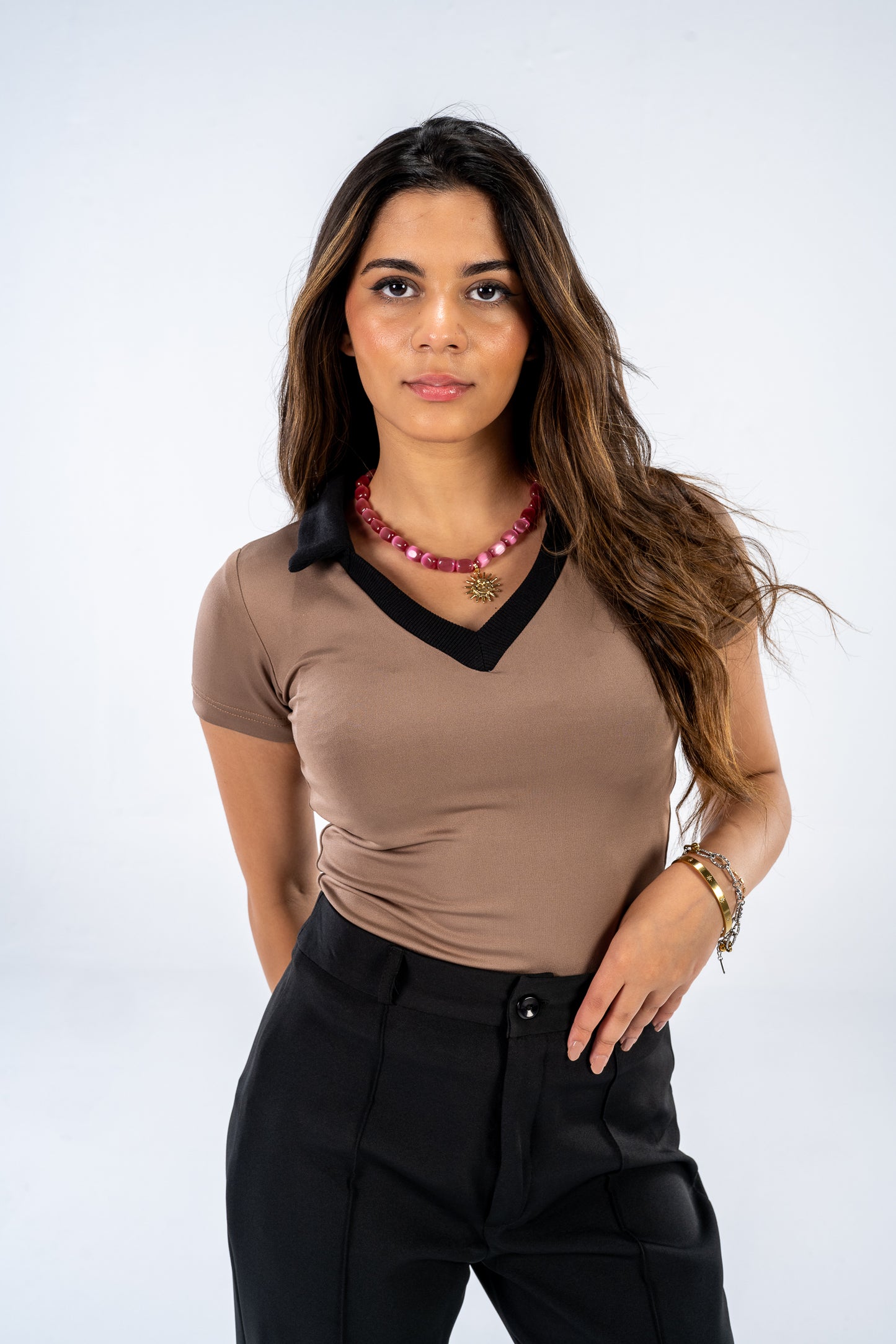 V-neck top - Cafe