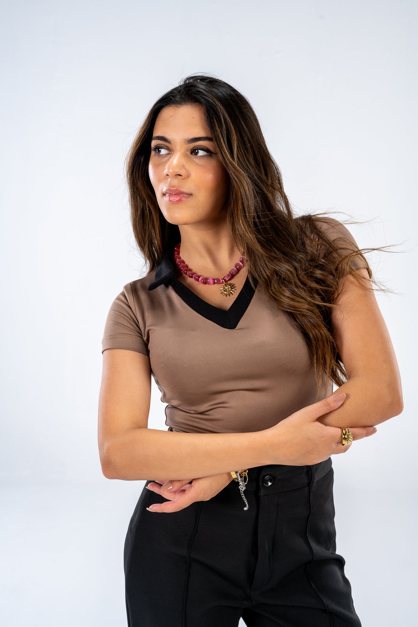 V-neck top - Cafe