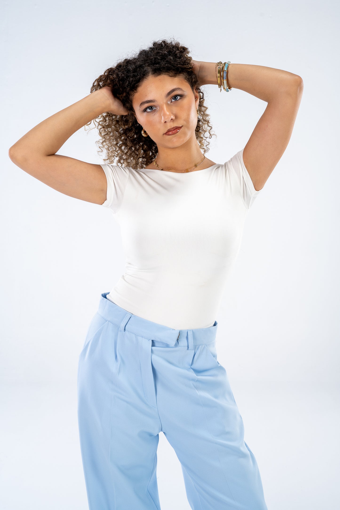 Square neck top - White
