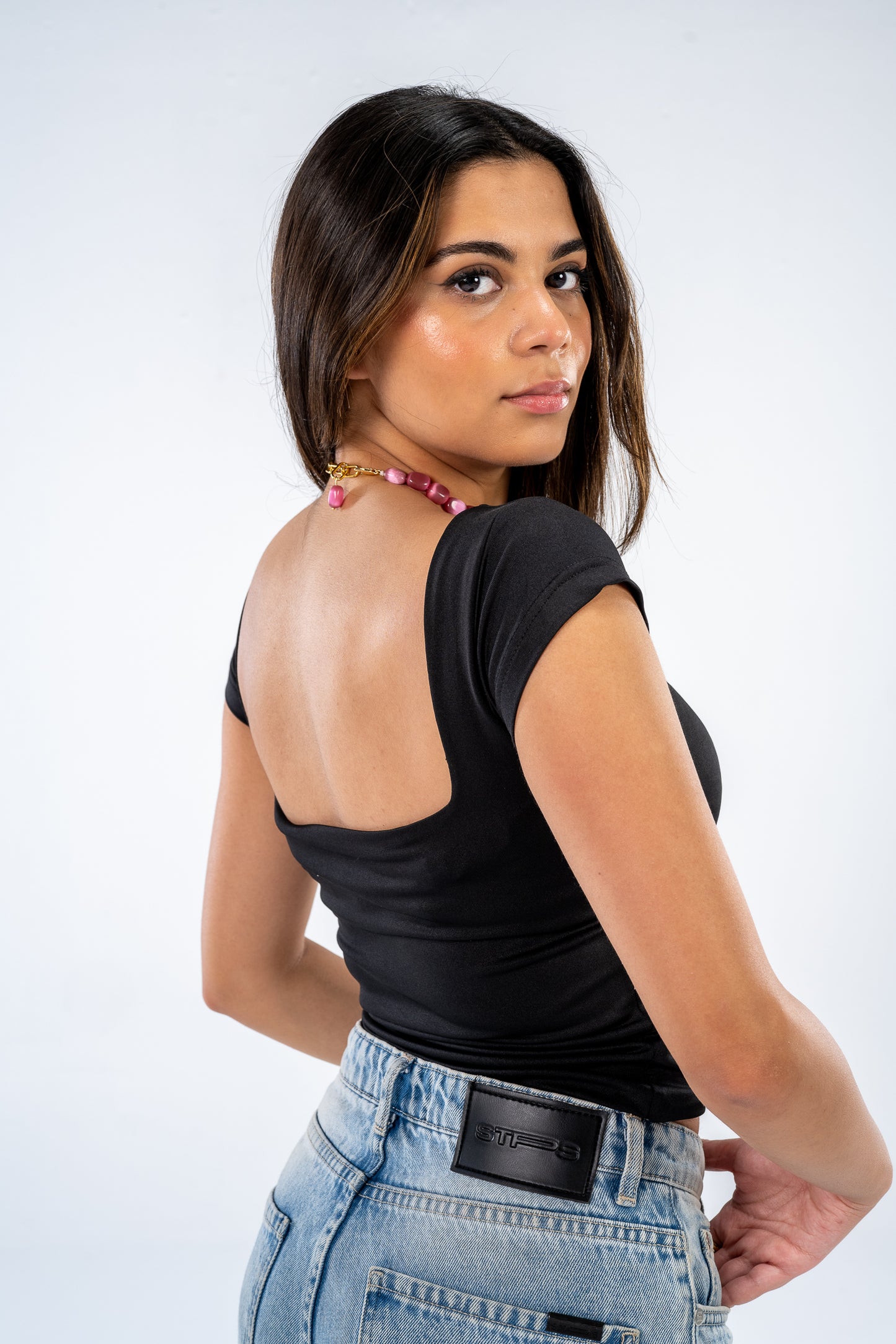 Square neck top - Black