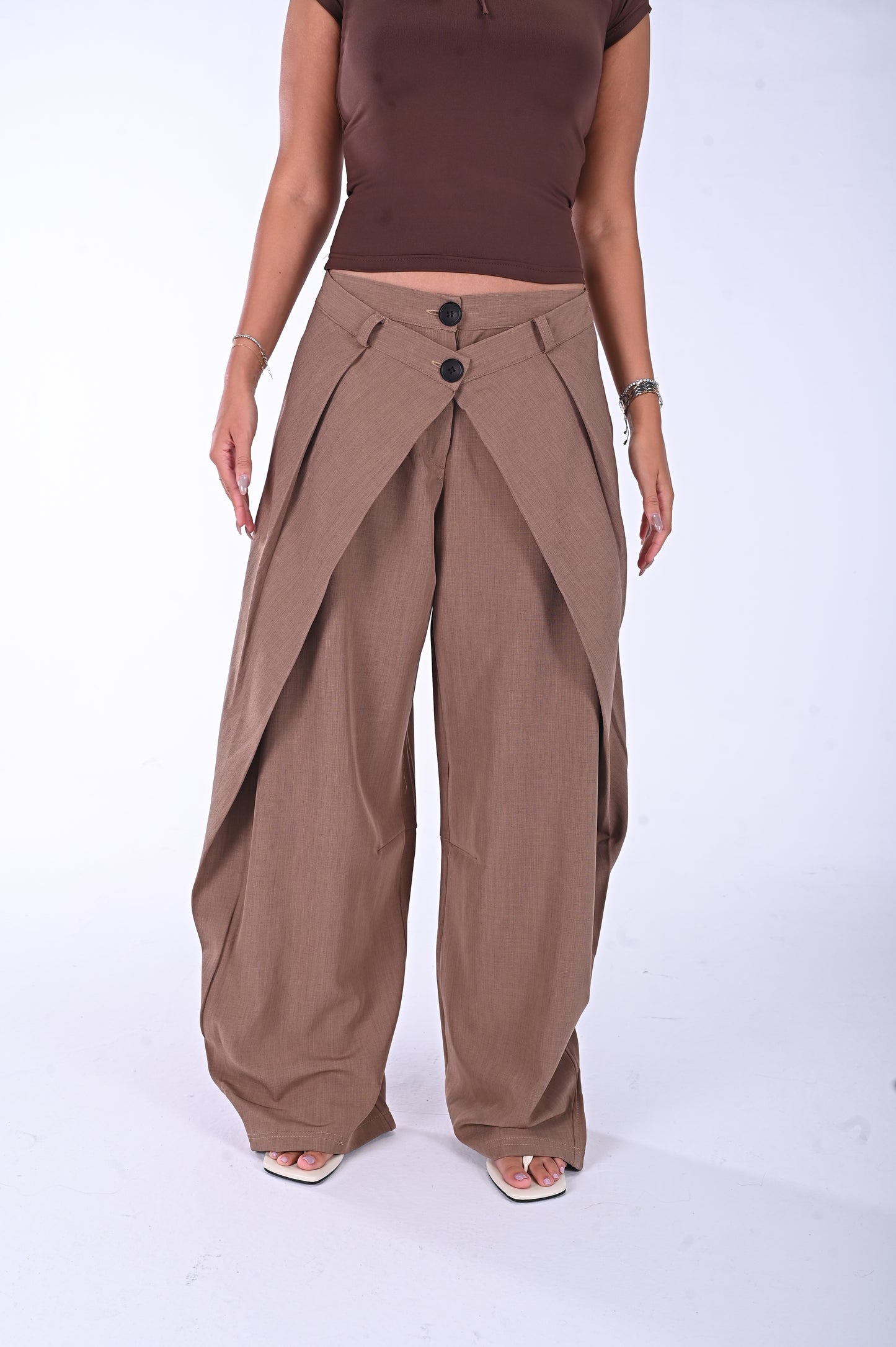 Double waist Wide-Leg Pants