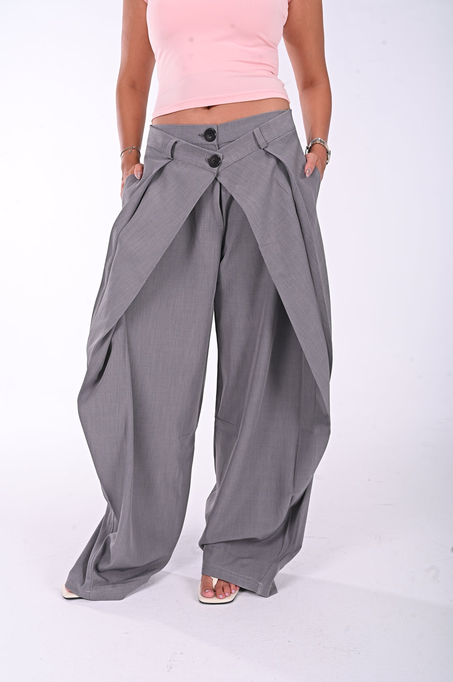 Double waist Wide-Leg Pants