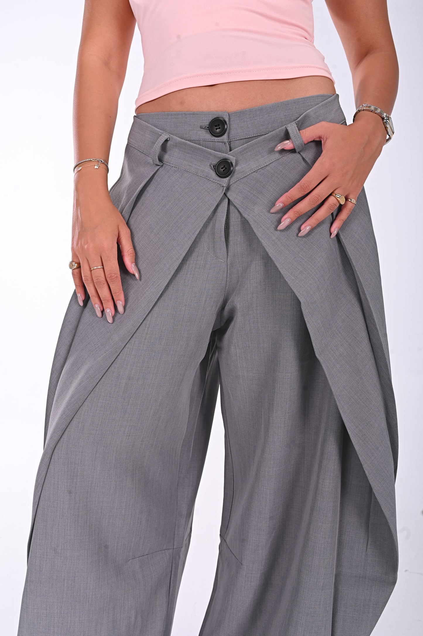 Double waist Wide-Leg Pants