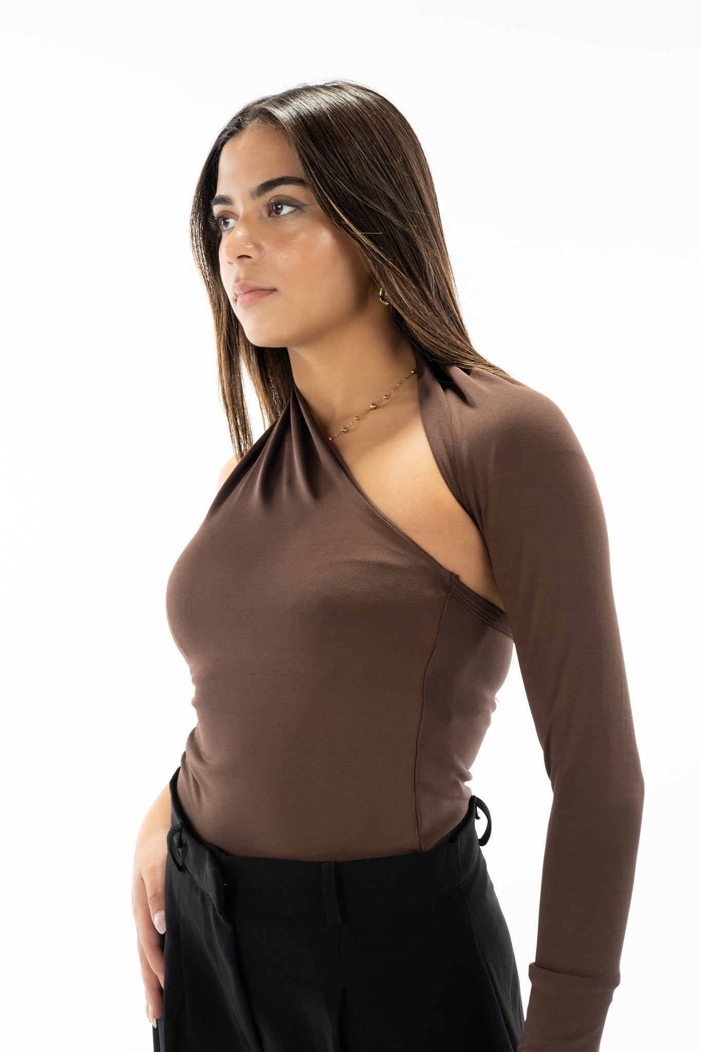 Twist one-sleeve top