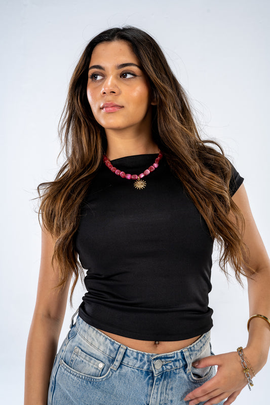Square neck top - Black