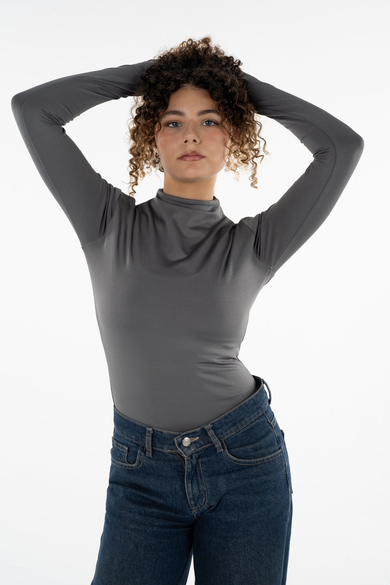 High neck long sleeves top