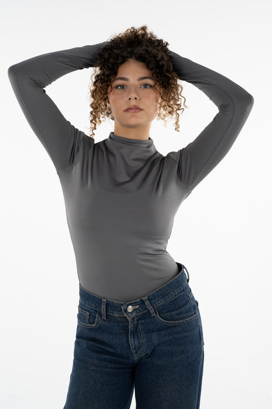 High neck long sleeves top