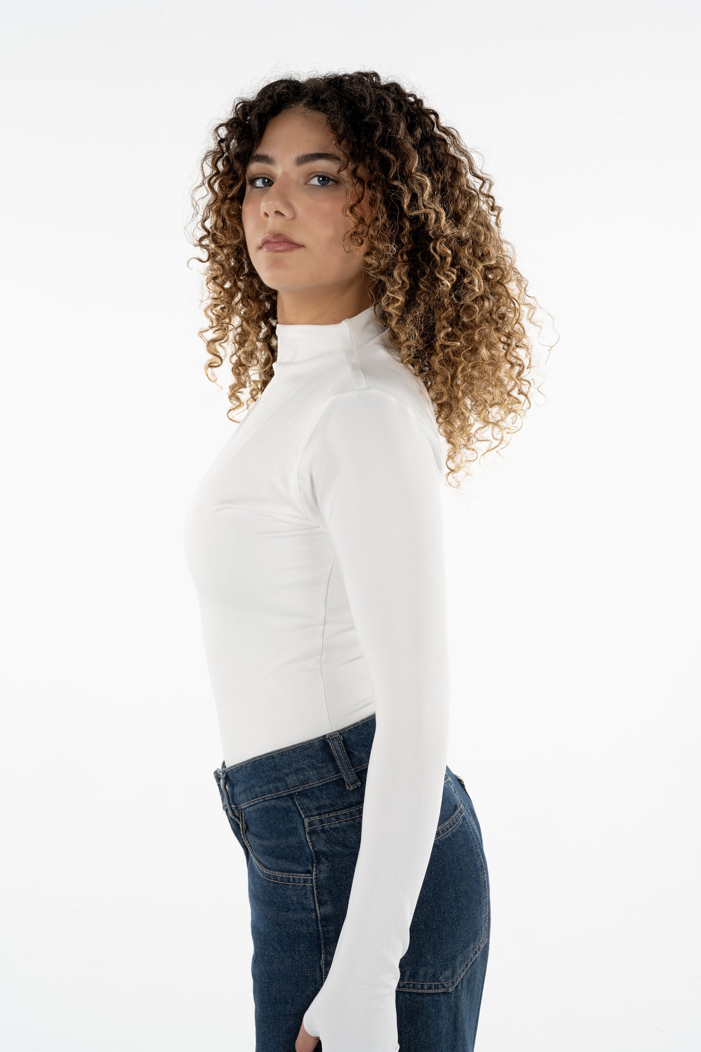 High neck long sleeves top