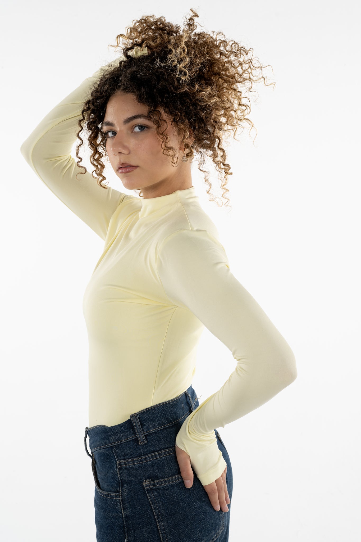 High neck long sleeves top