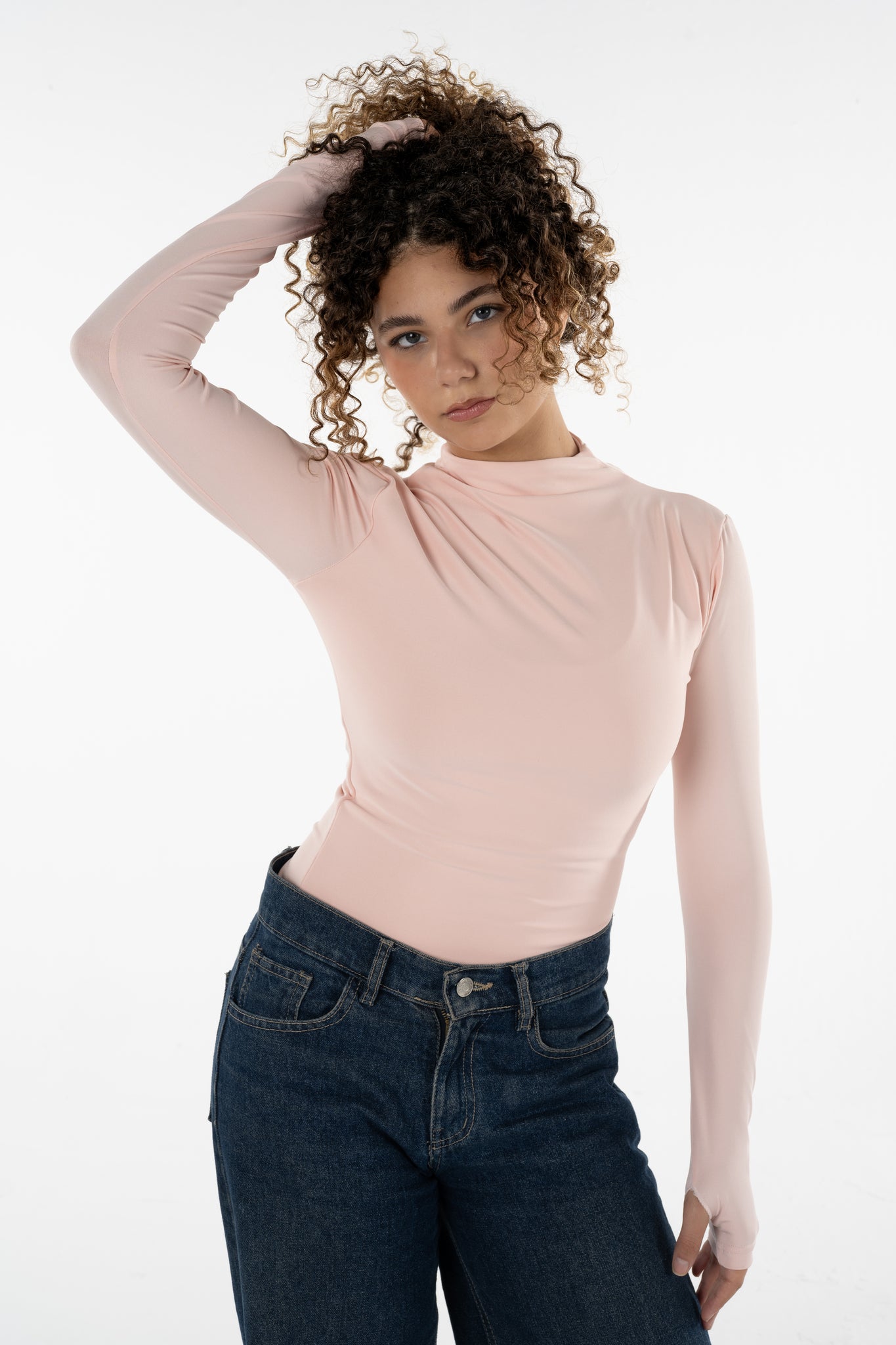 High neck long sleeves top