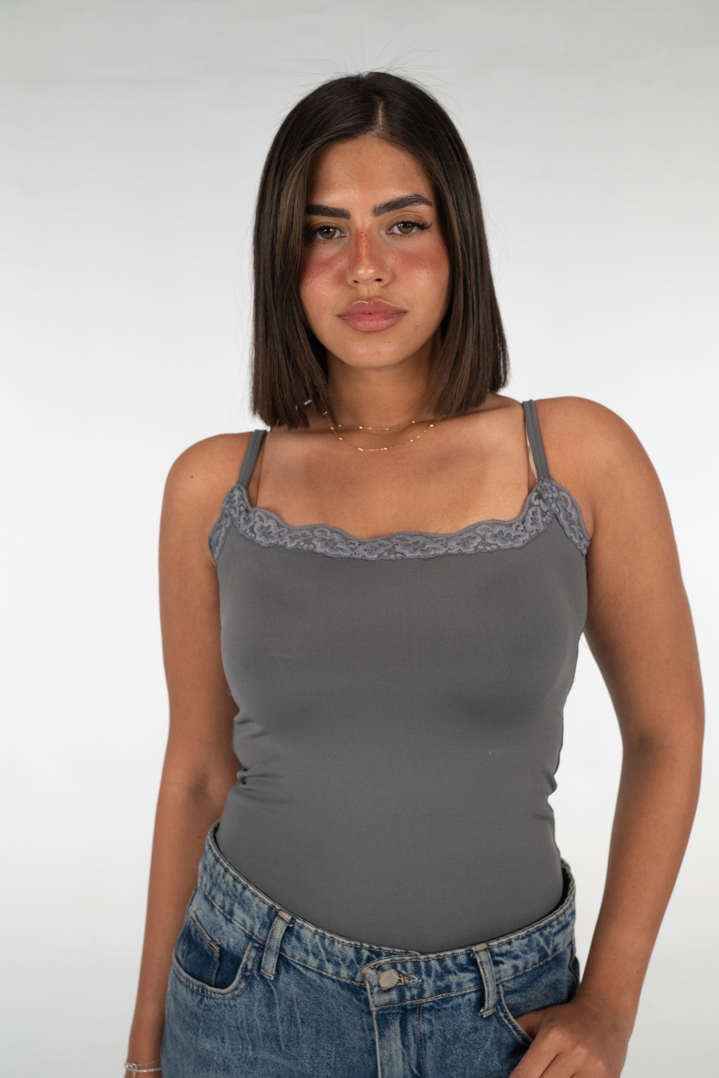 Lace basic strap top