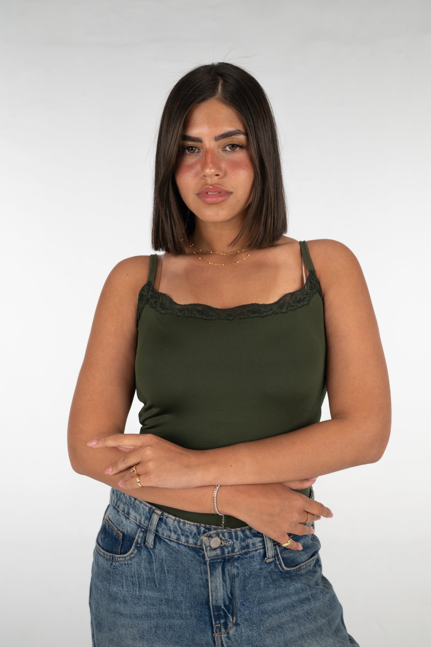 Lace basic strap top