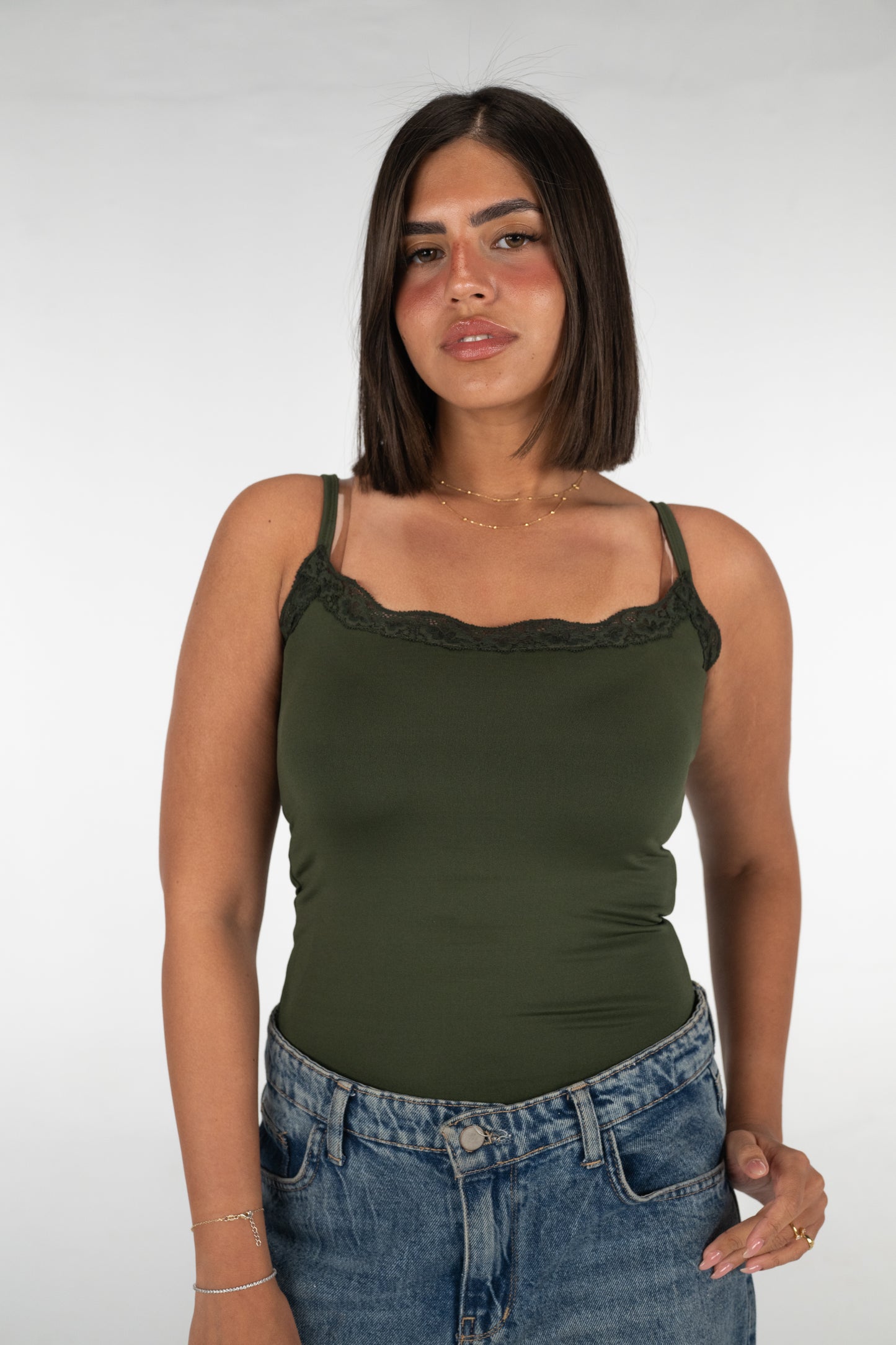 Lace basic strap top