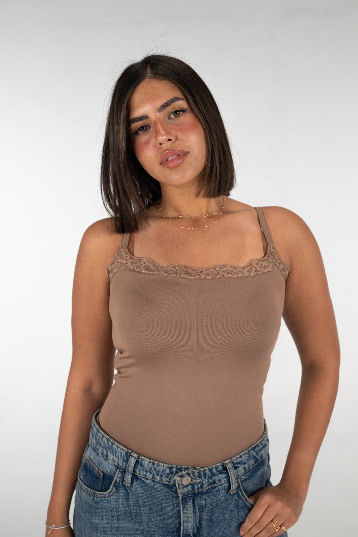 Lace basic strap top