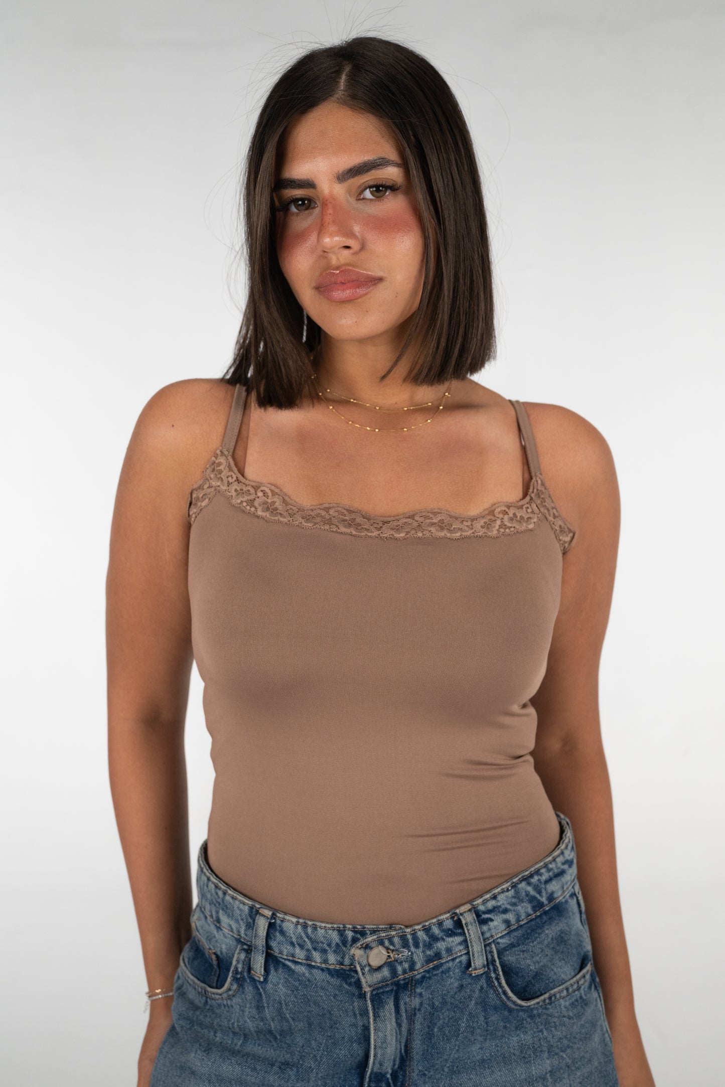 Lace basic strap top