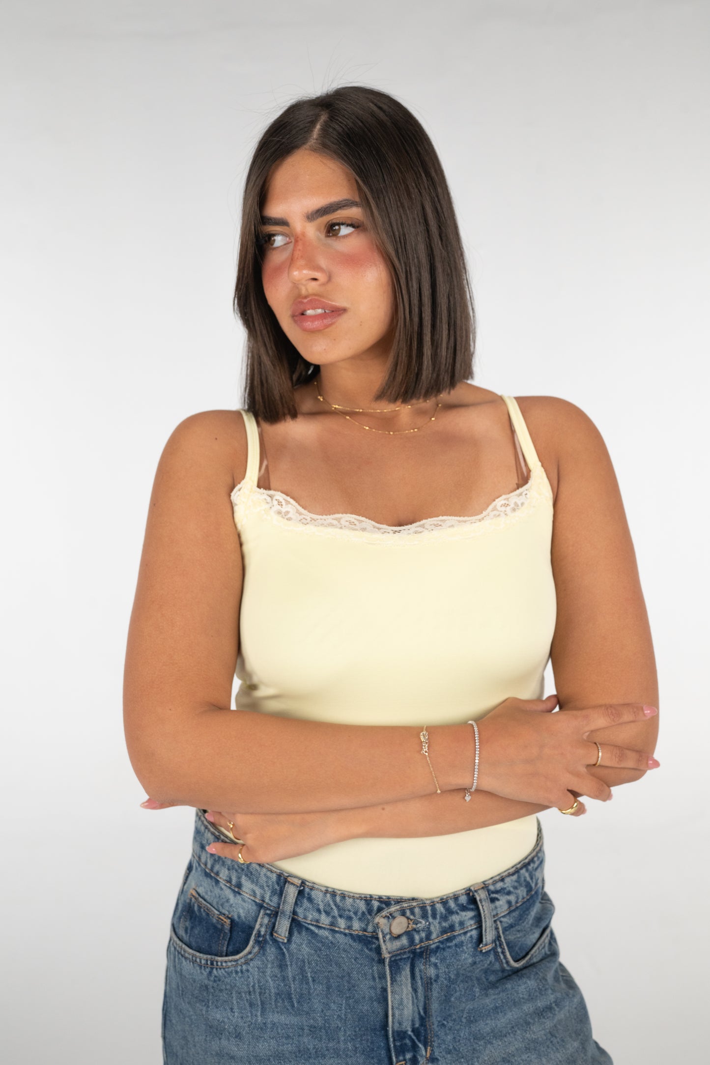 Lace basic strap top