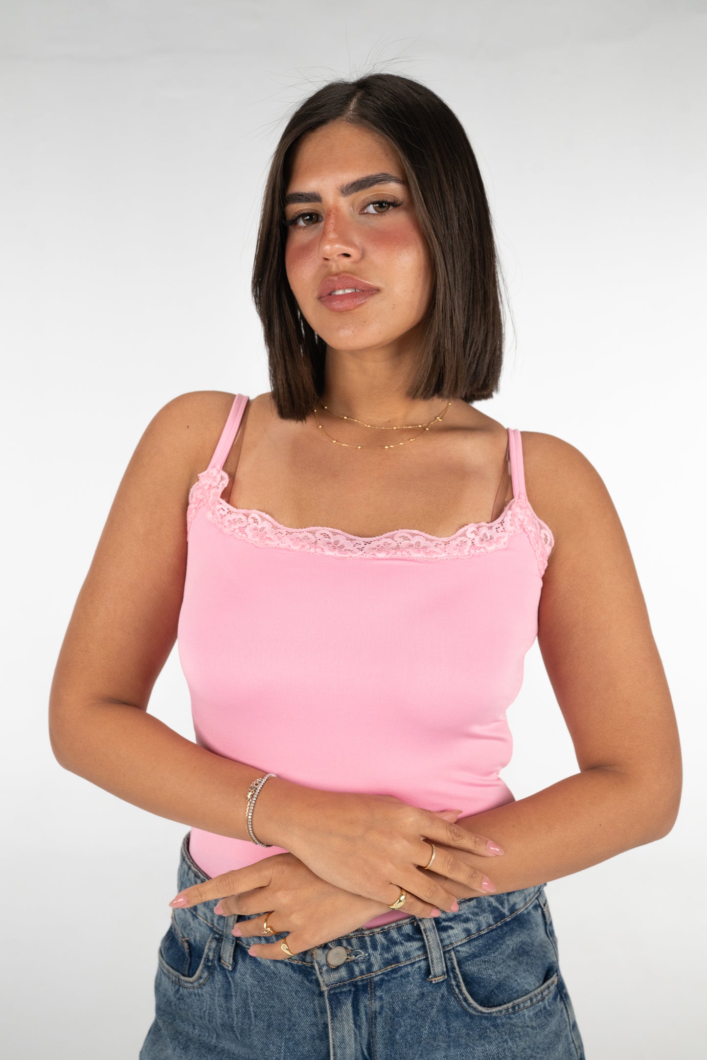 Lace basic strap top