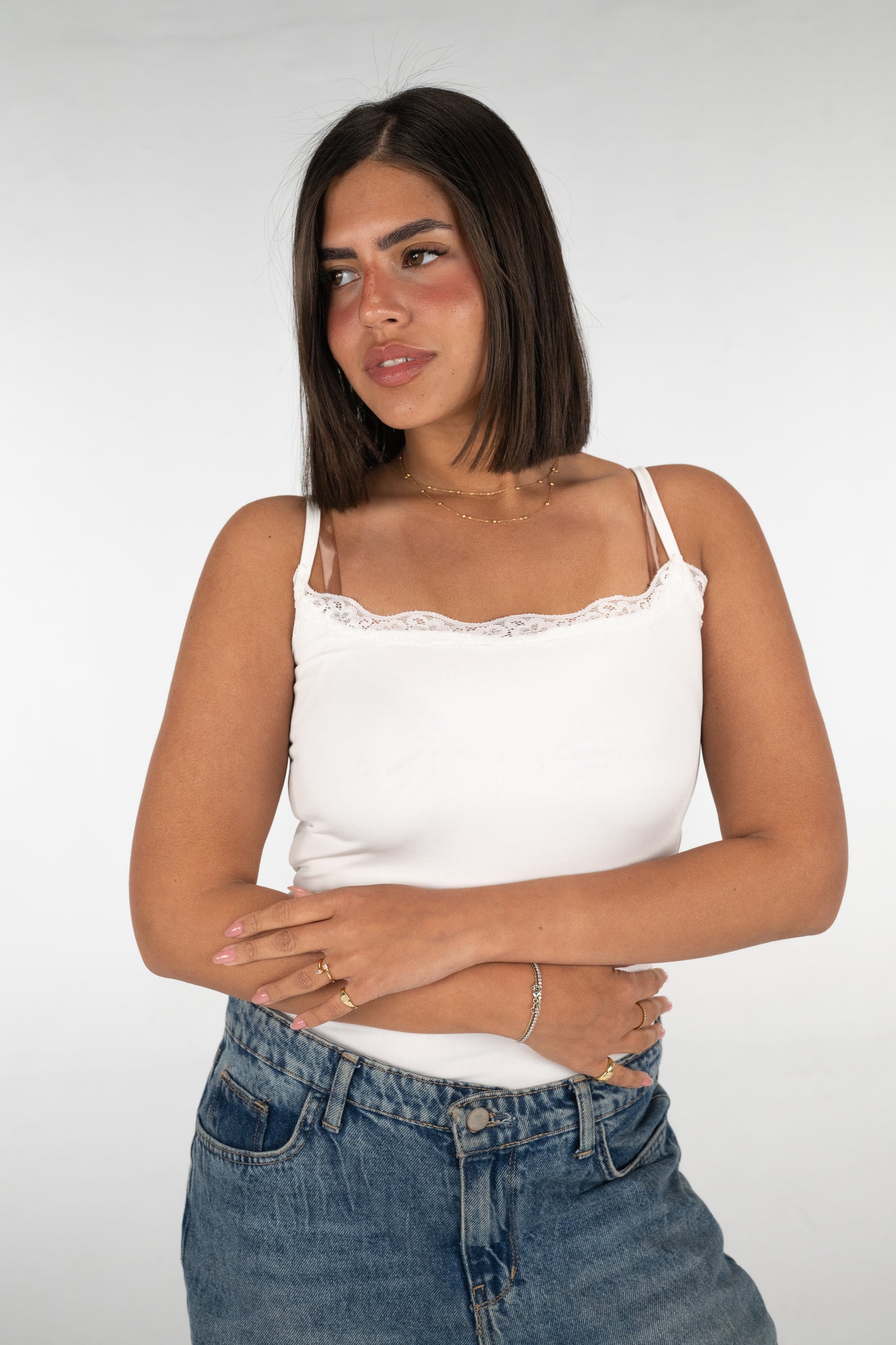 Lace basic strap top