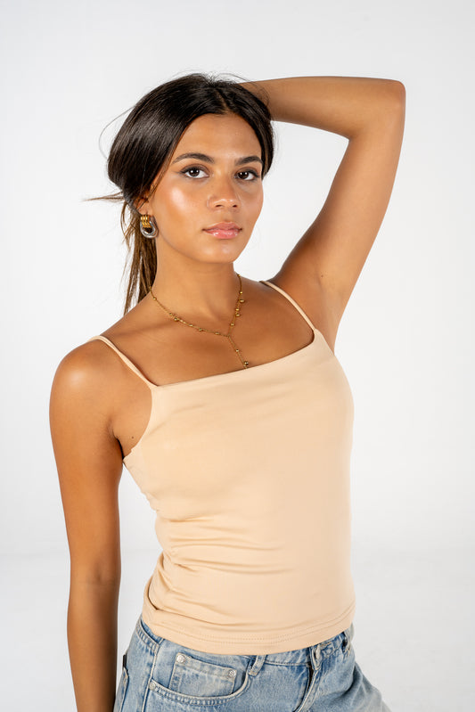 Basic strap top - Beige